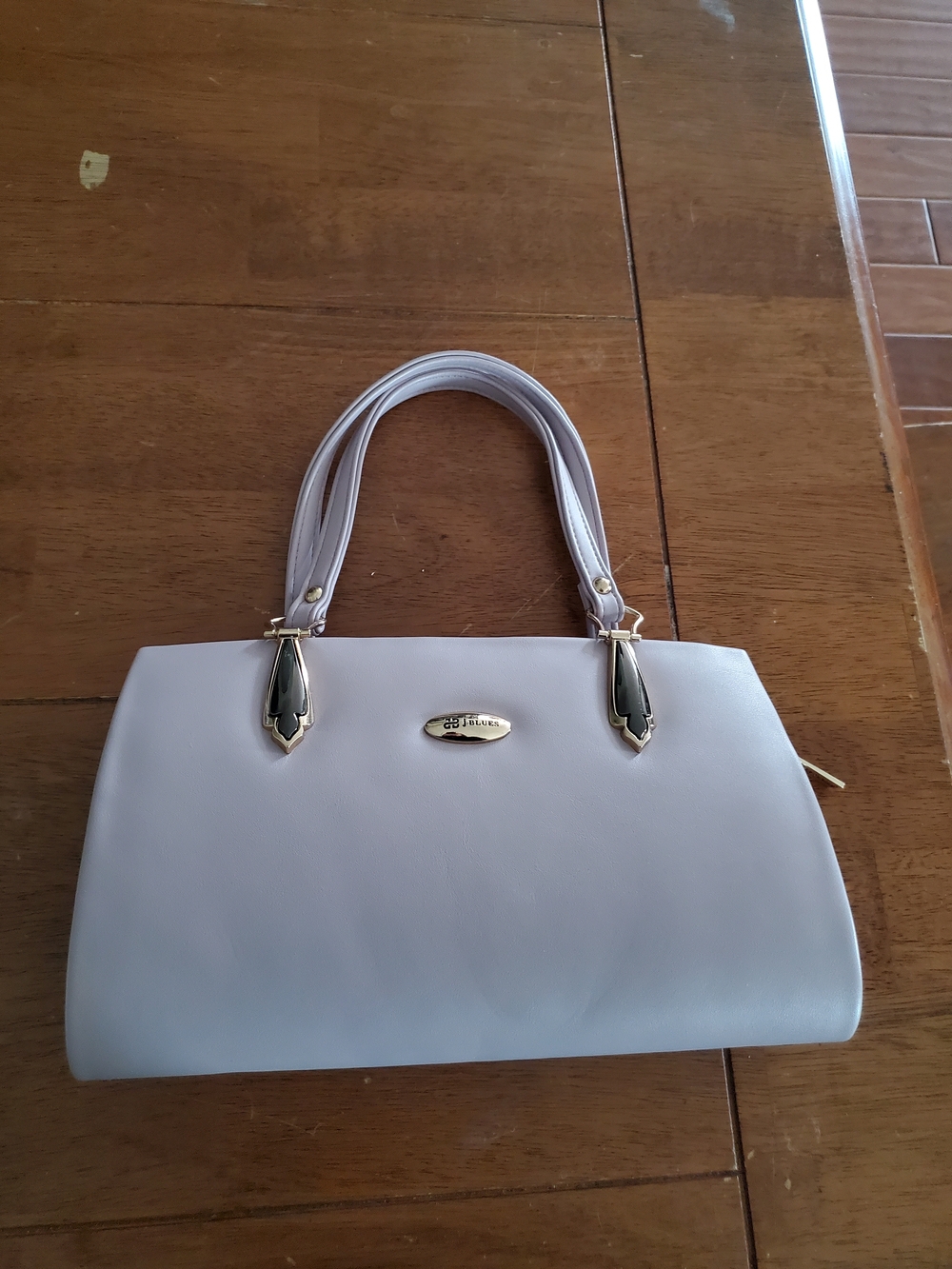 Structured Lilac Satchel with Gold Accents